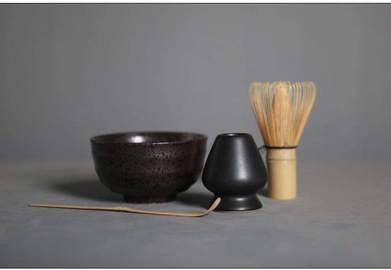 Ceramic Matcha Set with Bamboo Whisk, Whisk Holder and Spoon