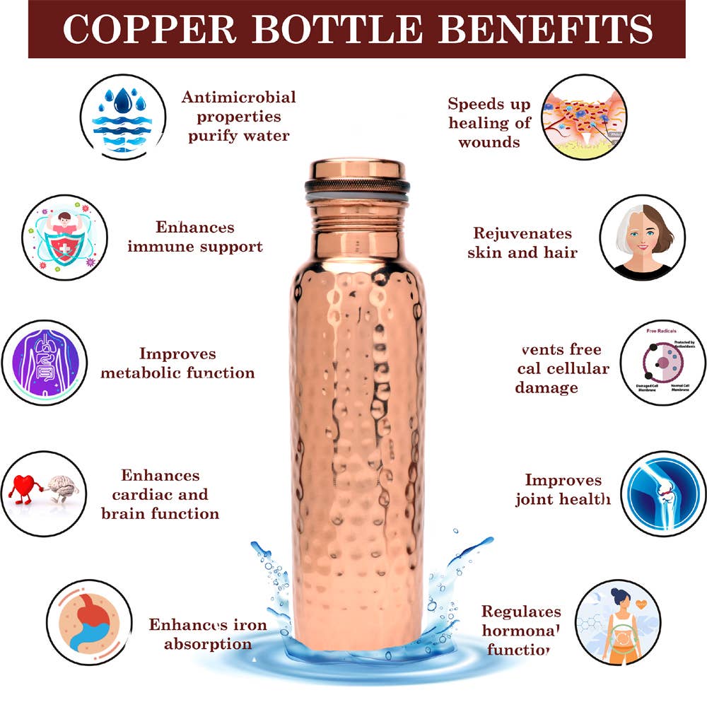 Copper Bottle Hammered (1L)