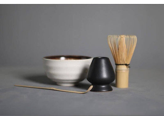 Ceramic Matcha Set with Bamboo Whisk, Whisk Holder and Spoon