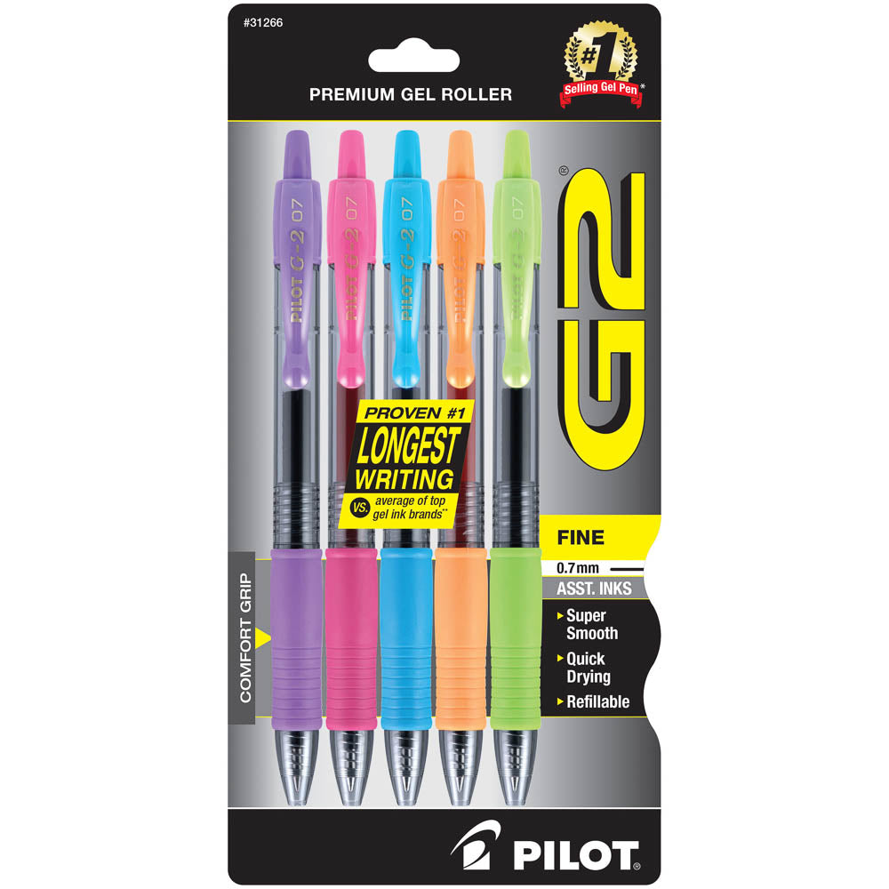 Pilot G2 Gel Pens, Neon - 5 Pack