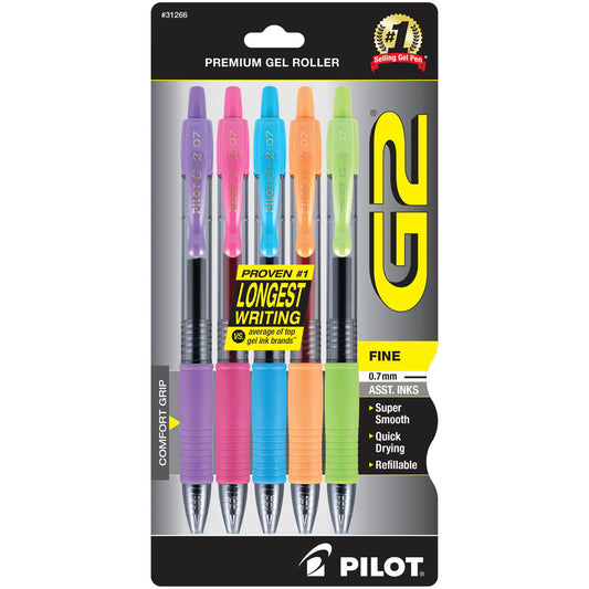 Pilot G2 Gel Pens, Neon - 5 Pack