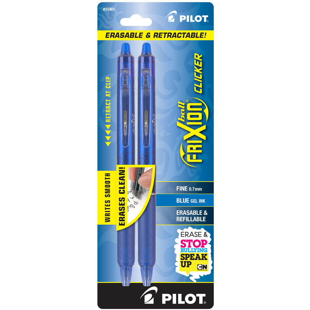 Pilot FriXion Clicker 07 14210 0.7mm Fine Erasable Gel Ink Pens, 8