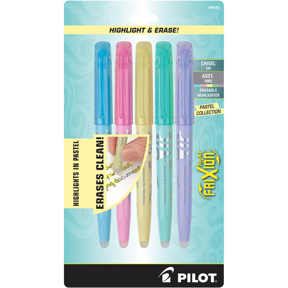 Pilot Frixion Erasable Highlighters, Pastel, 5-Pack